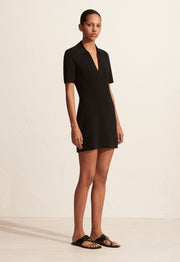 Polo Knit Dress - Black - Matteau